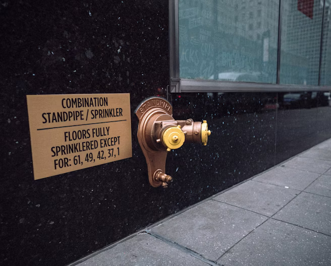 Fire safety guard monitoring a parking garage sprinkler system.